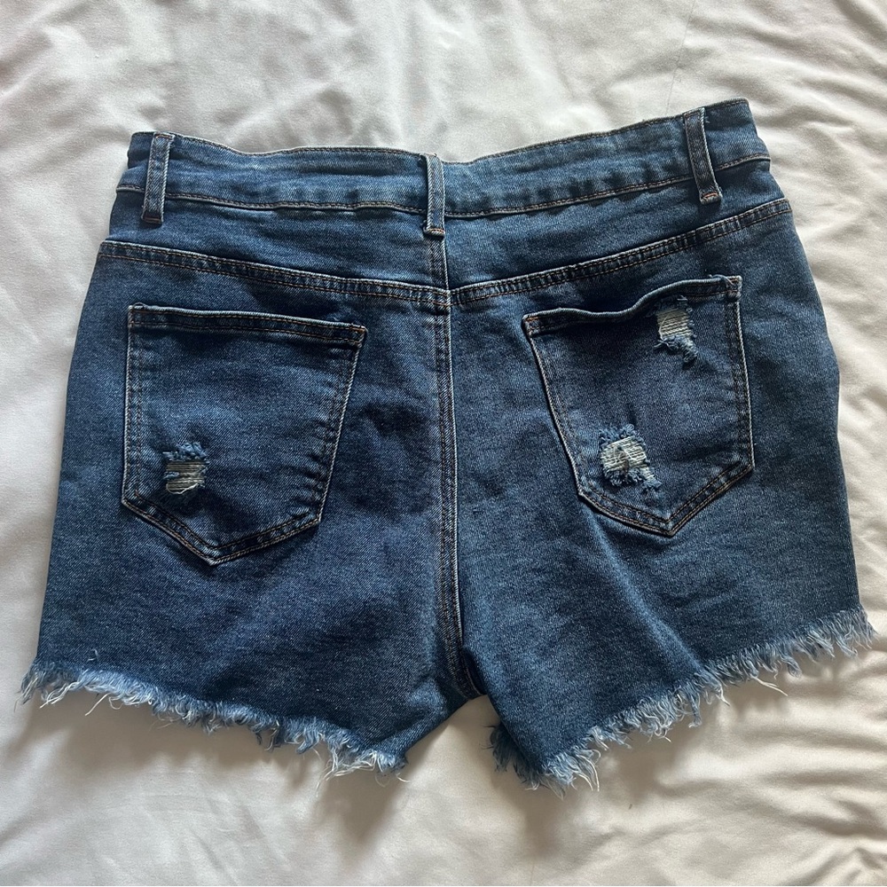 Kedera Rhinestone Fringe Denim Shorts Distressed High Waisted Jean Shorts - Picture 6 of 11